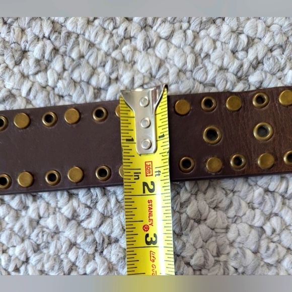 Unisex Bronze Studded Brown Belt - Picture 8 of 10